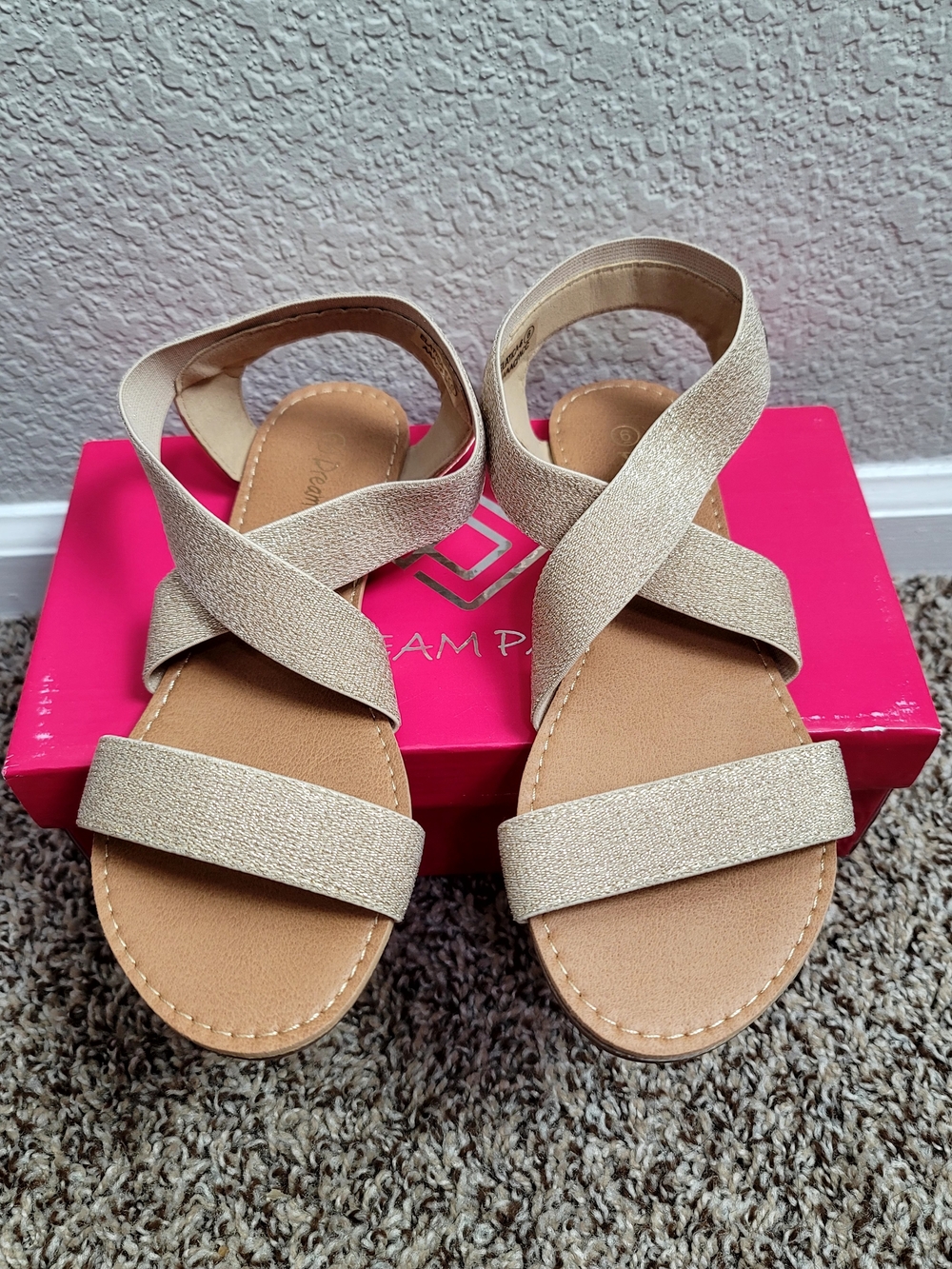Women’s Metallic Gold Crisscross Strap Sandals